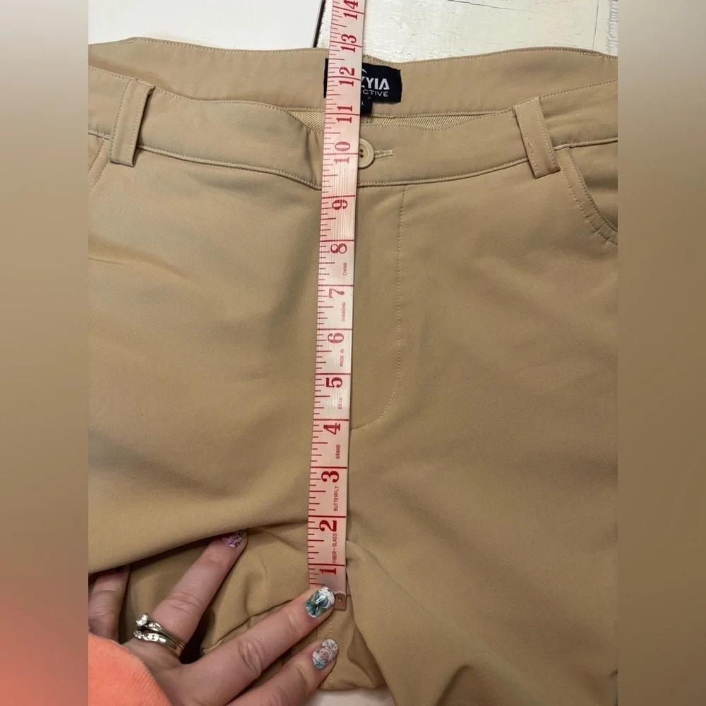 ZYIA Active Pants Mens Size Large Khaki Tan Office Chinos Stretch 36 Trail